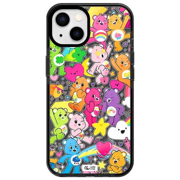 a pattern of cartoon bears Apple iPhone 13 impact Smoke Black Case