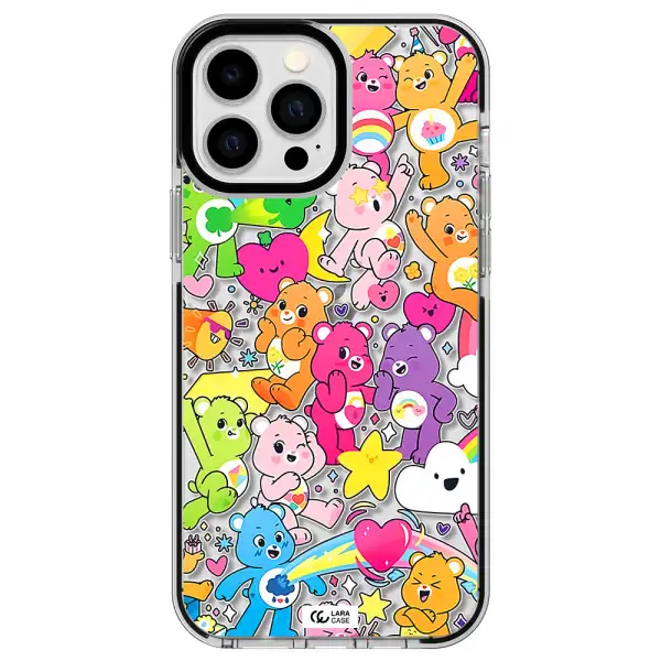a pattern of cartoon bears Apple iPhone 13 Pro Max impact black border Case
