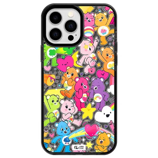 a pattern of cartoon bears Apple iPhone 13 Pro Max impact Smoke Black Case