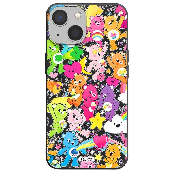 a pattern of cartoon bears Apple iPhone 13 Silicone black Case