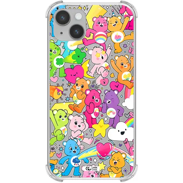 a pattern of cartoon bears Apple iPhone 14 Clear PC Case