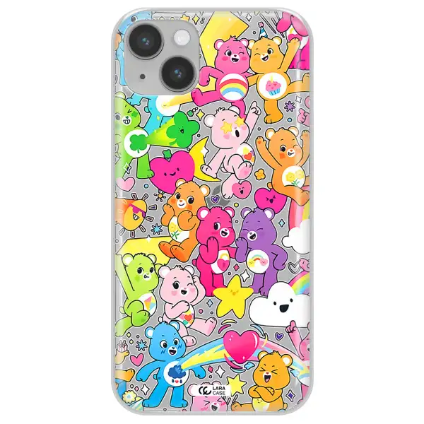 a pattern of cartoon bears Apple iPhone 14 plus Clear TPU Case