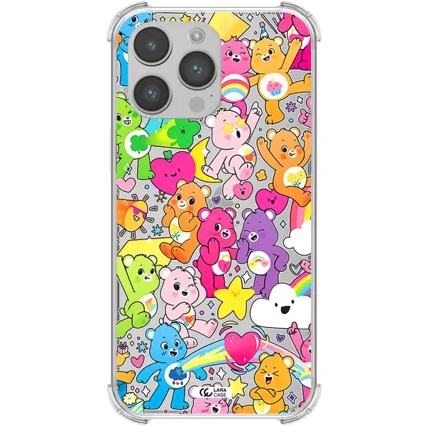 a pattern of cartoon bears Apple iPhone 14 pro Clear PC Case