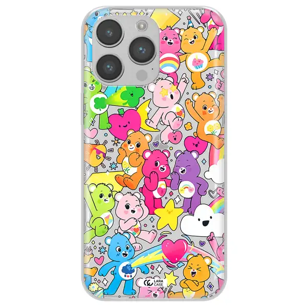a pattern of cartoon bears Apple iPhone 14 pro max Clear TPU Case