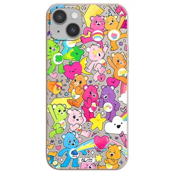 a pattern of cartoon bears Apple iPhone 14 Silicone Stone Case