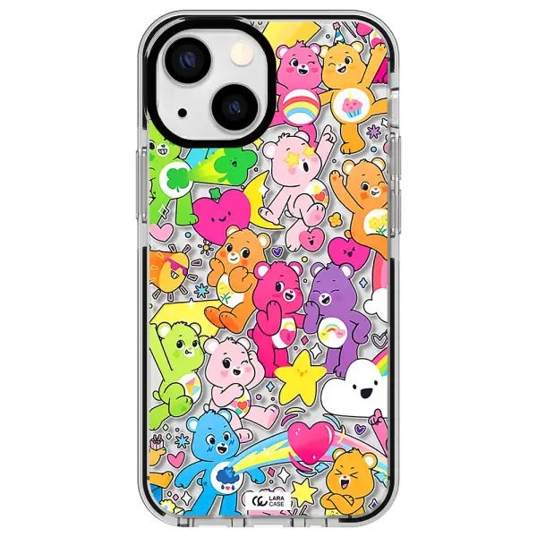 a pattern of cartoon bears Apple iPhone 15 Plus impact black border Case