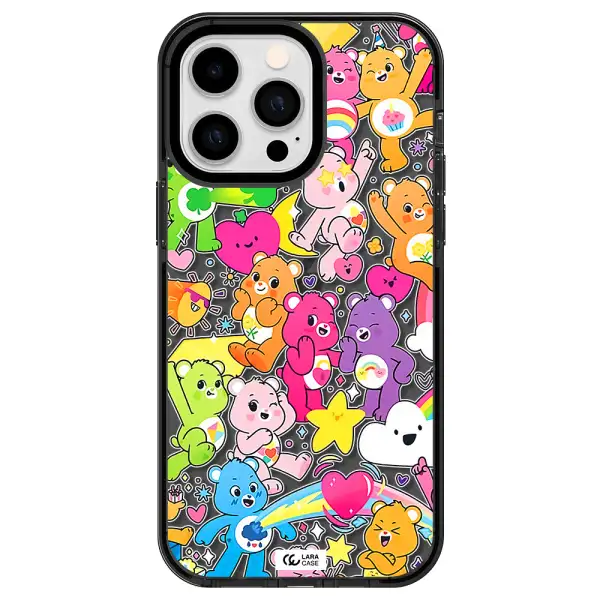 a pattern of cartoon bears Apple iPhone 15 Pro Max impact Smoke Black Case