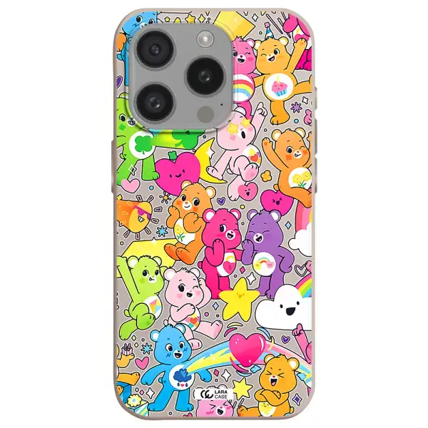 A Pattern Of Cartoon Bears Apple Iphone 15 Pro Silicone Stone Case