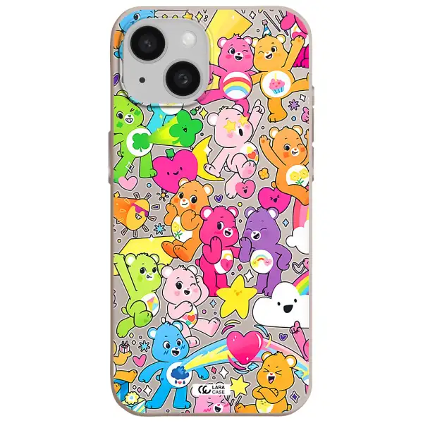 a pattern of cartoon bears Apple iPhone 15 Silicone Stone Case