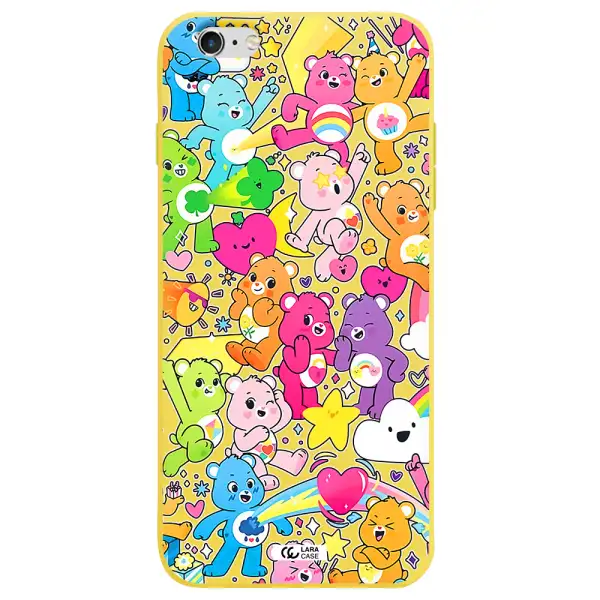 a pattern of cartoon bears Apple iPhone 6 s plus Silicone canary yellow Case