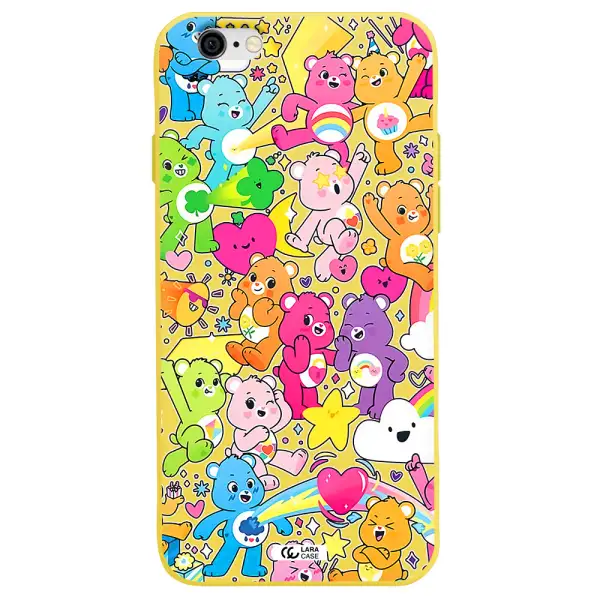a pattern of cartoon bears Apple iPhone 6 Silicone canary yellow Case