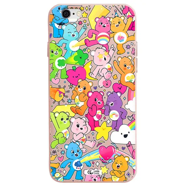 a pattern of cartoon bears Apple iPhone 6 Silicone pastel pink Case