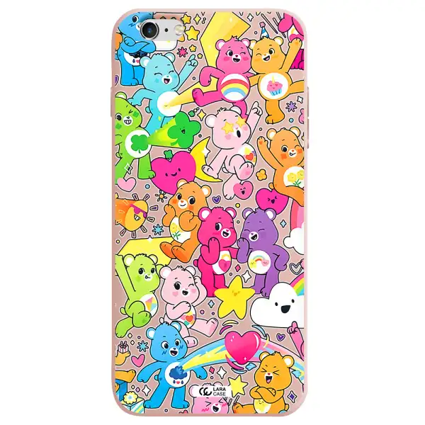 a pattern of cartoon bears Apple iPhone 6S Silicone pastel pink Case
