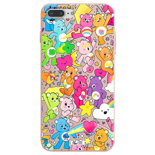 a pattern of cartoon bears Apple iPhone 7 plus Silicone pastel pink Case
