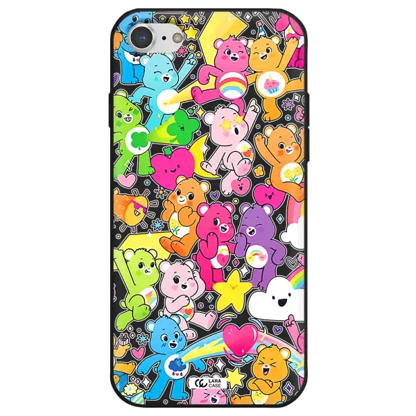 a pattern of cartoon bears Apple iPhone 7 Silicone black Case