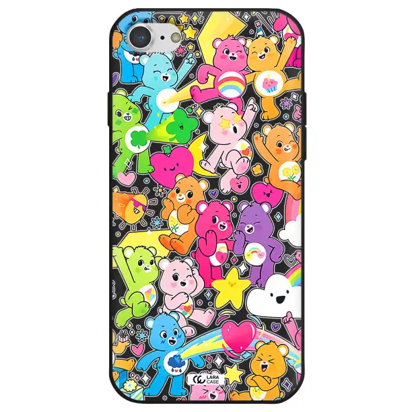 a pattern of cartoon bears Apple iPhone 8 Silicone black Case