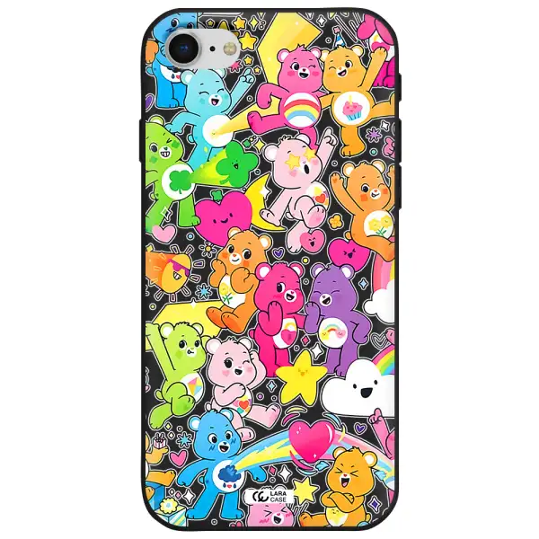 a pattern of cartoon bears Apple iPhone se 2020 Silicone black Case