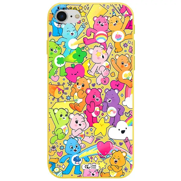 a pattern of cartoon bears Apple iPhone se 2020 Silicone canary yellow Case