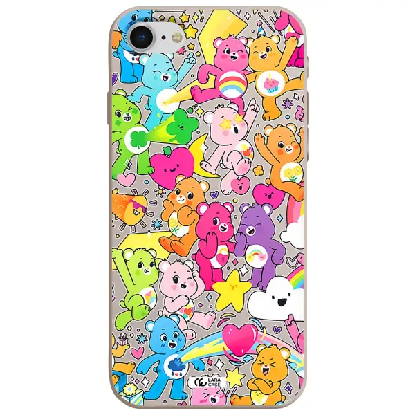 a pattern of cartoon bears Apple iPhone se 2020 Silicone Stone Case
