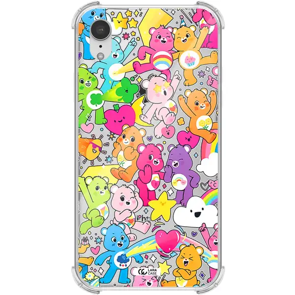 a pattern of cartoon bears Apple iPhone XR Clear PC Case