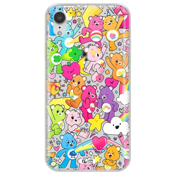 a pattern of cartoon bears Apple iPhone XR Clear TPU Case