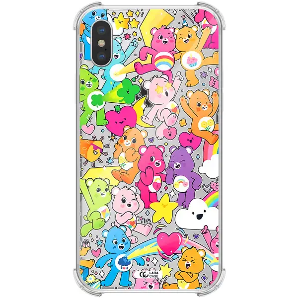 a pattern of cartoon bears Apple iPhone XS Clear PC Case