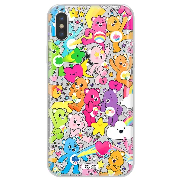 a pattern of cartoon bears Apple iPhone XS max Clear TPU Case
