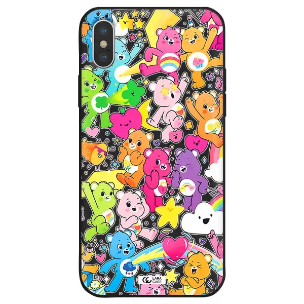 a pattern of cartoon bears Apple iPhone XS Silicone black Case