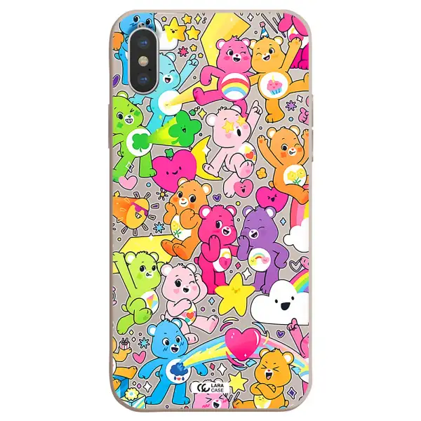 a pattern of cartoon bears Apple iPhone XS Silicone Stone Case
