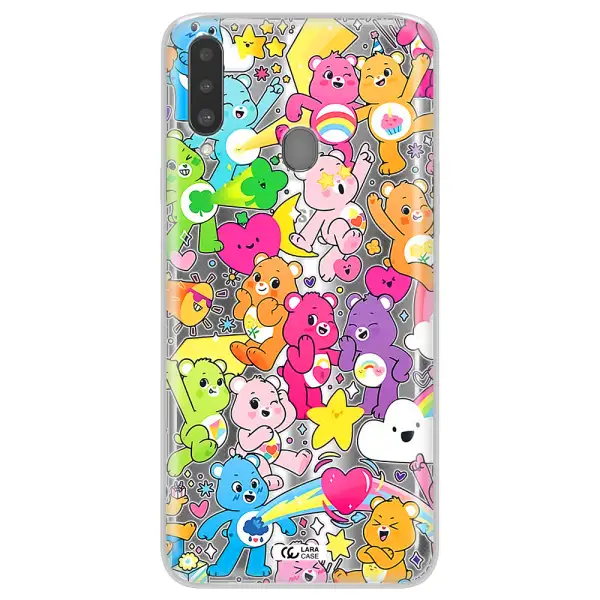 a pattern of cartoon bears Samsung A20S Clear TPU Case