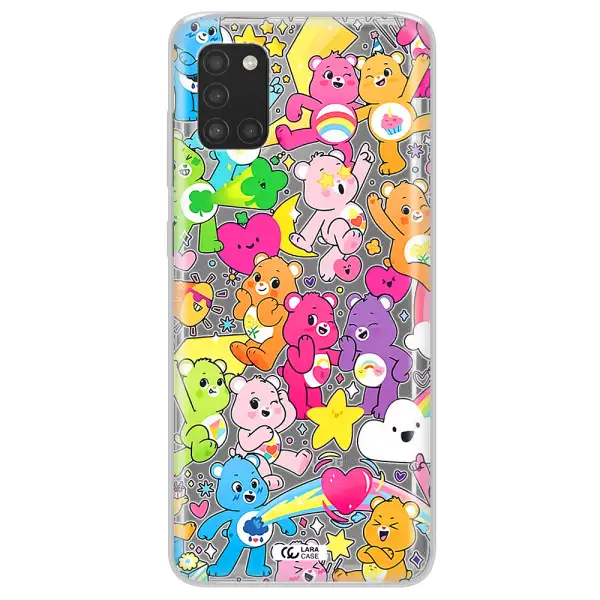 a pattern of cartoon bears Samsung A31 Clear TPU Case