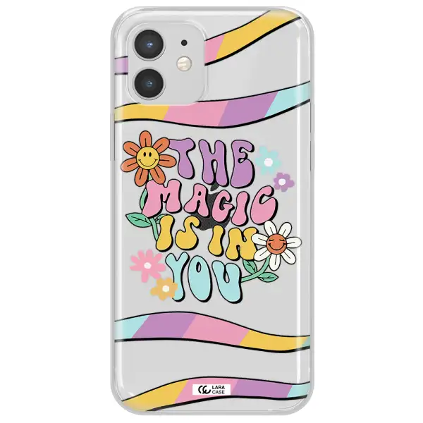 a cartoon text with flowers Apple iPhone 12 mini Clear TPU Case