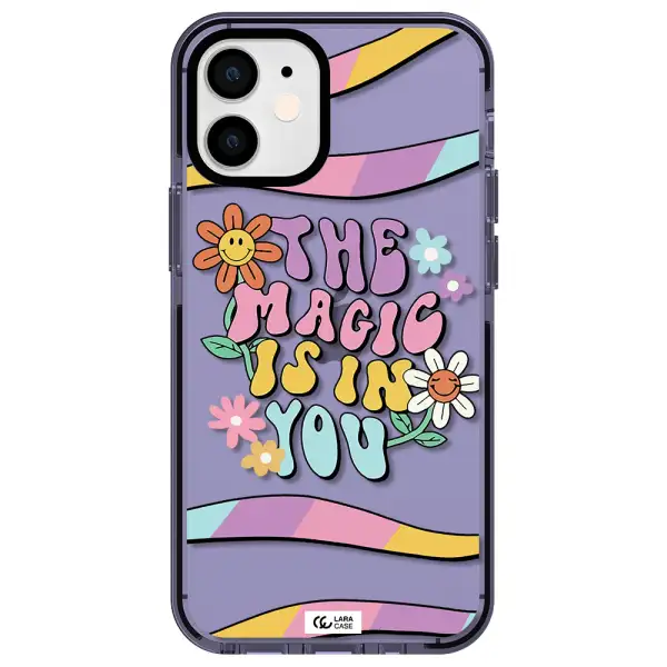 a cartoon text with flowers Apple iPhone 12 mini impact Lilac Case