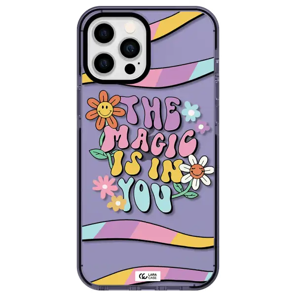 a cartoon text with flowers Apple iPhone 12 pro max impact Lilac Case