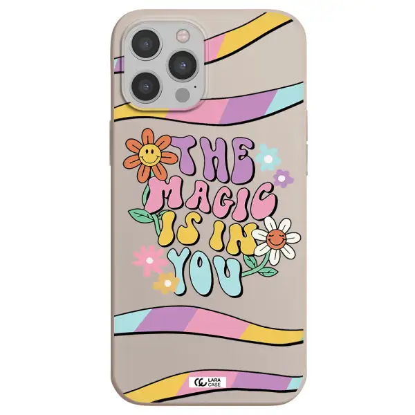 a cartoon text with flowers Apple iPhone 12 pro Silicone Stone Case