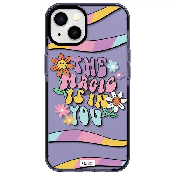 a cartoon text with flowers Apple iPhone 13 impact Lilac Case