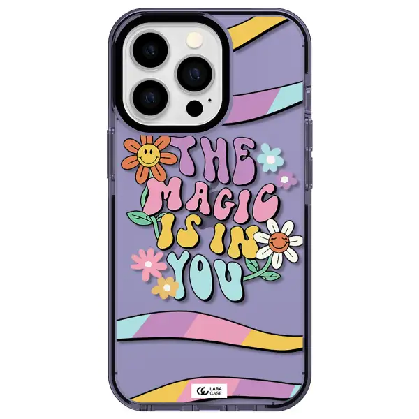 a cartoon text with flowers Apple iPhone 13 Pro impact Lilac Case