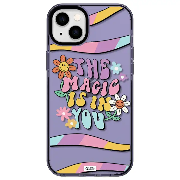 a cartoon text with flowers Apple iPhone 14 plus impact Lilac Case