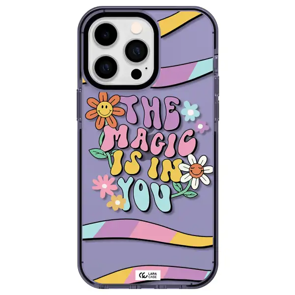 a cartoon text with flowers Apple iPhone 14 pro max impact Lilac Case