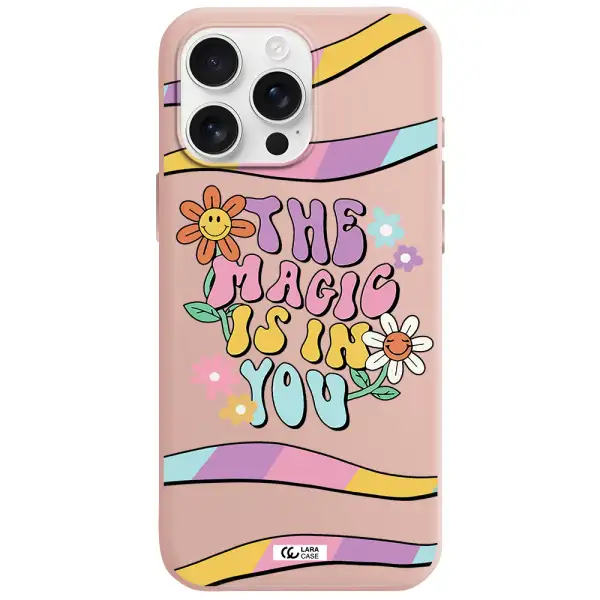 A Cartoon Text With Flowers Apple Iphone 16 Pro Max Silicone Pastel Pink Case