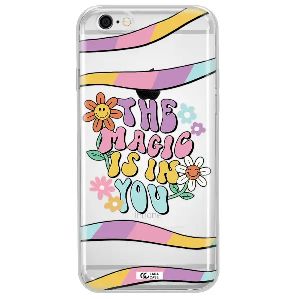 a cartoon text with flowers Apple iPhone 6 Clear TPU Case
