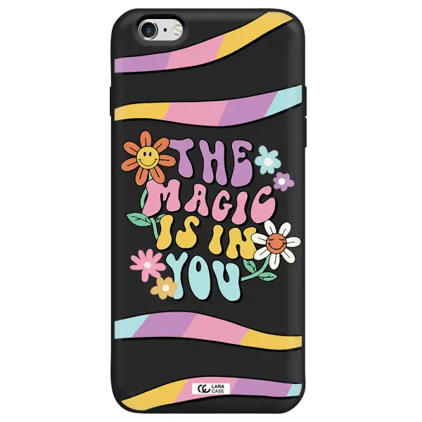 a cartoon text with flowers Apple iPhone 6 plus Silicone black Case