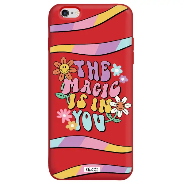 a cartoon text with flowers Apple iPhone 6 plus Silicone Imperial Red Case