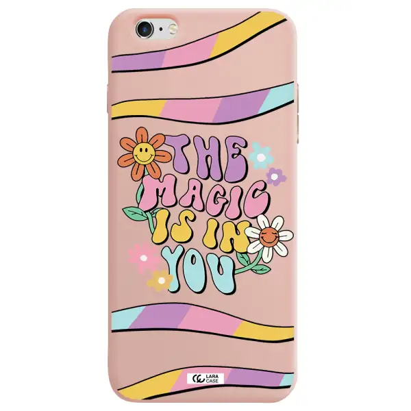 a cartoon text with flowers Apple iPhone 6 plus Silicone pastel pink Case
