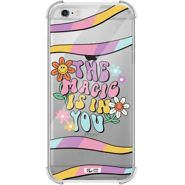 a cartoon text with flowers Apple iPhone 6S Clear PC Case