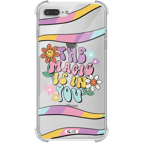 a cartoon text with flowers Apple iPhone 7 plus Clear PC Case
