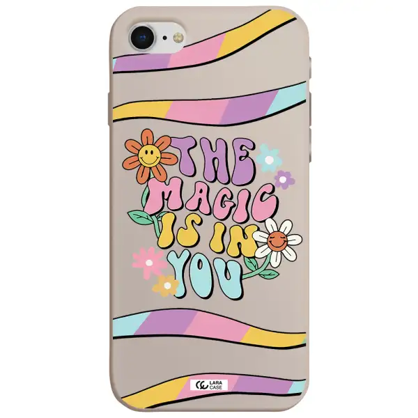 a cartoon text with flowers Apple iPhone se 2020 Silicone Stone Case