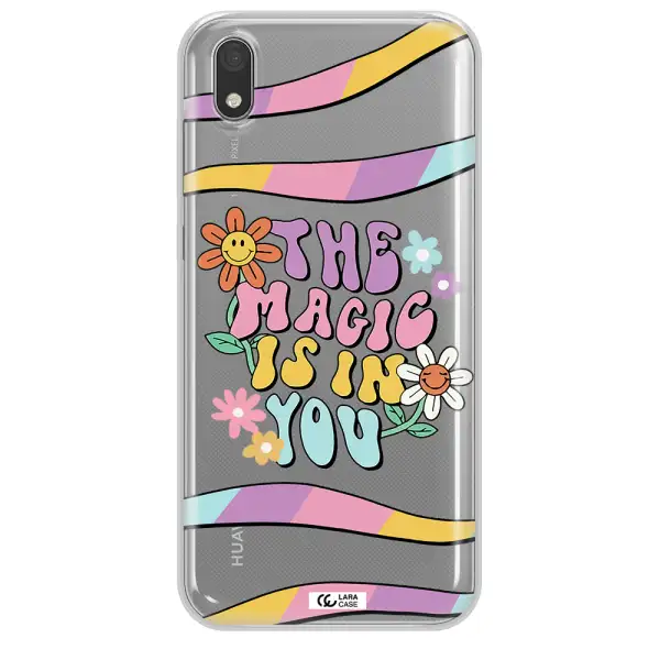 a cartoon text with flowers Huawei Honor 8S Clear TPU Case
