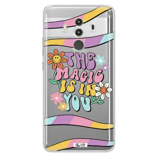 a cartoon text with flowers Huawei Mate 10 Clear TPU Case