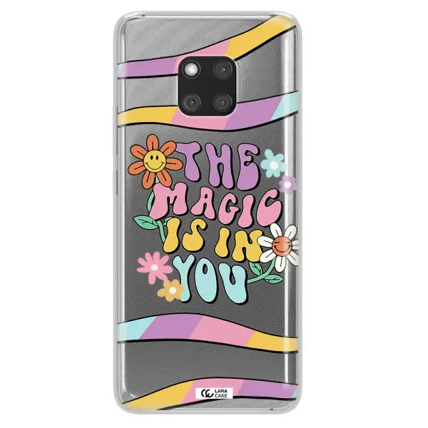a cartoon text with flowers Huawei Mate 20 Pro Clear TPU Case
